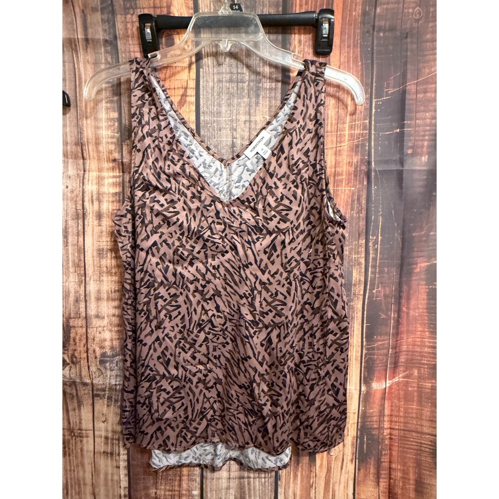 Nordstrom Mauve Abstract Geometric Print V-Neck Sleeveless Blouse Top XS